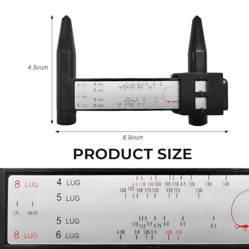 Image of Wheel PCD Gauge, Automotive Stud Bolt Pattern Measuring Tool PCD Ruler, Universal Wheel Rim Bolt Pattern Sliding Caliper Gauge for 4 5 6 8 Holes Lug Tool, Car Accessories