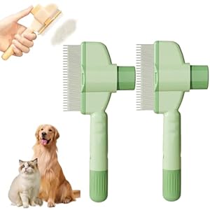 Flanliy Selbstreinigender Flohkamm für Haustiere (Grün*2)