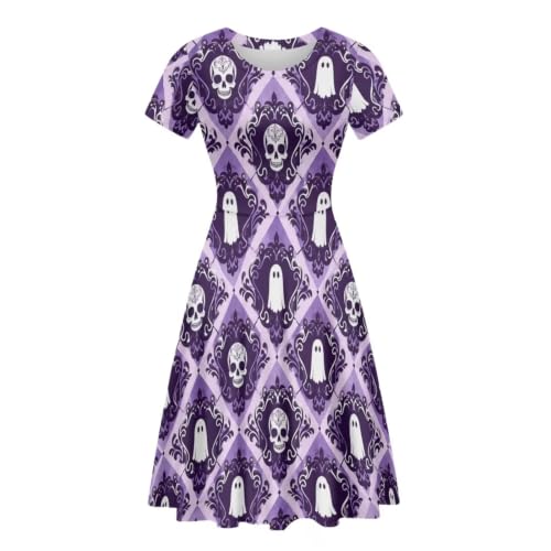 Image of POLERO Sunflower Dress for Women Floral Summer Dresses Short Sleeve Casual Sundresses Midi Dresses
