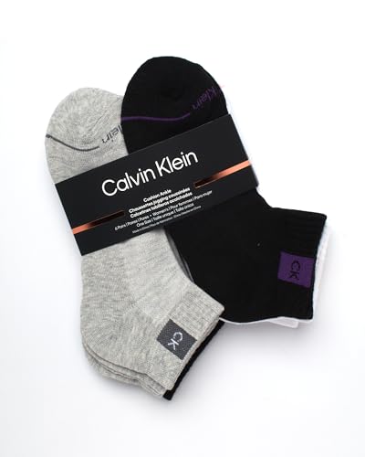 Image of Calvin Klein Womens Quarter Socks - 6 Pack Athletic Performance Cushioned Ankle Socks for Women for Running and Workout