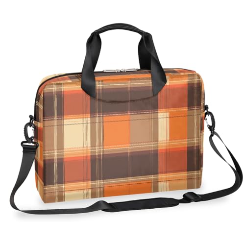 Maletín para laptop 15.6 pulg a cuadros naranja miniatura 1