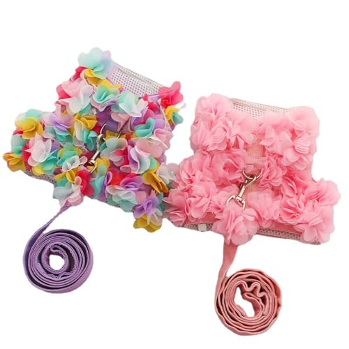 小型 中型犬猫兼用 犬猫兼用 ハーネス付き服 ハーネス付きペットウェア リード接続可能 トイプードル・ビションフリーゼ対応 春・夏・秋用散歩セット c124 (パープル, M)