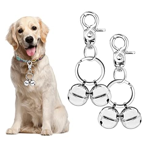 Cat & Dog Collar Bell, Pack of 2, Extra Loud Dog Bell for Pet Tracking & Saving Wildlife, Birds, Durable Iron Split Ring & Lobster Bell Clip (Silver, 2 Pack) Cover