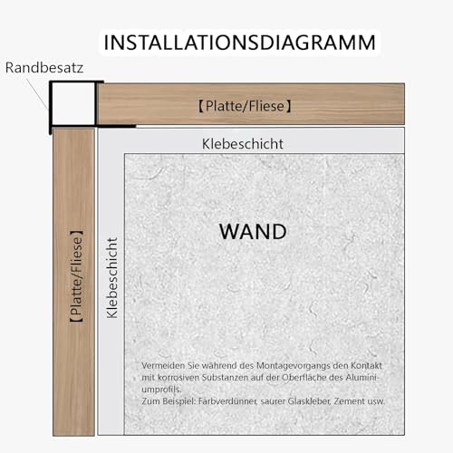 Perfil angular de aluminio de 125 cm para remate estético de paredes de baños y cocinas 6