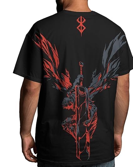FIGURE FIESTA Shirt Berserk Guts Oversized T-Shirt, 260 GSM | Mens Oversized t Shirt | Anime t Shirt Heavyweight Cotton, Iconic Anime Design, Limited Edition