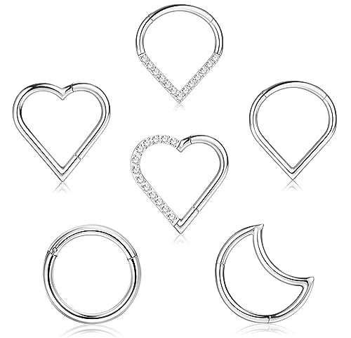 Adramata 6 Piezas de Piercing Septum 16G Piercing Daith para Muje...