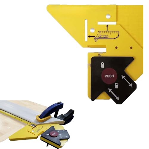 2026 New Trim Carpentry Aid Tool, Yellow Woodworking Positioning Clamp with Push Button Lock, 10.5cm x 11.5cm