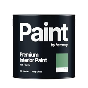 Hemway Misty Green - 2.5 Litre - Paint Premium Interior Indoor Matt British-Made Eco Acrylic Emulsion - Matt Finish, Low VOC, Interior Wall, Ceiling, Kitchen, Bathroom, Bedroom & Door