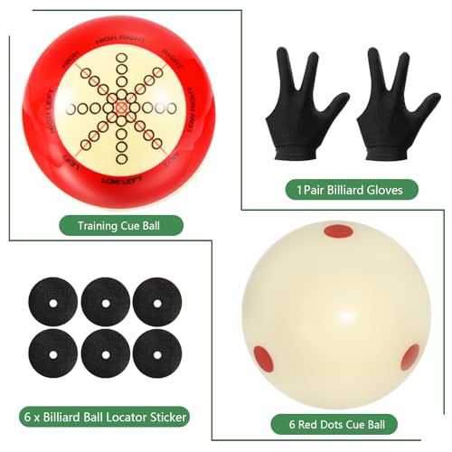 Billiard Training Cue Ball with Dots Practice Cue Ball, 2Pcs Standard Size 2-1/4" Pool Table Balls with Billiard Table Accessories for Beginner - Image 3