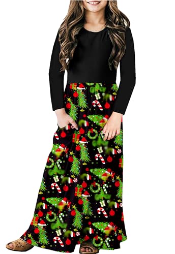 Image of Deerose Girls Maxi Dress Short Sleeve Casual Long Dresses with Pockets 5-14 Years