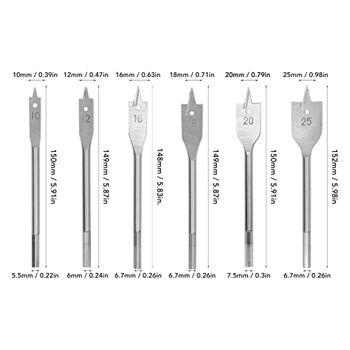 Broca de madeira pá Laboar Poupança Posicionamento preciso durável 6 peças conjunto de broca de inci