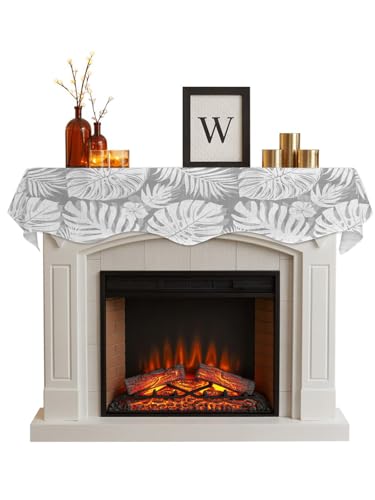 Christmas Mantel Scarf 90 x 17 Inch, Palm Tree Monstera Mantel Decorations...