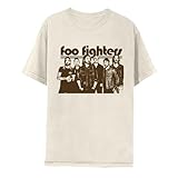 Foo Fighters Band Image Adult Natural Short Sleeve T Shirt Hard Rock Music Vintage Style Graphic Tees