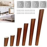 木製 テーブル 脚， 家具脚 4本セット ソファ 脚 木製 無垢 テーブル 脚 後付け 家具 サポート脚 パーツ 机 脚 ネジと取り付けプレート付き テーブル 足 DIY 椅子脚 机 足 ベッドサイドテーブル デスク 家具 脚 置き換え足 ローテーブル 脚 滑り止め/安定 15CM ウォールナット色斜め