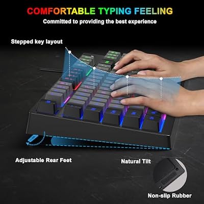 BlueFinger RGB 87 Keys Gaming Keyboard and Backlit Mouse Combo, USB Wired Rainbow Keyboard, Gaming Keyboard Set for Laptop PC Computer Game and Work(Black & Gray)