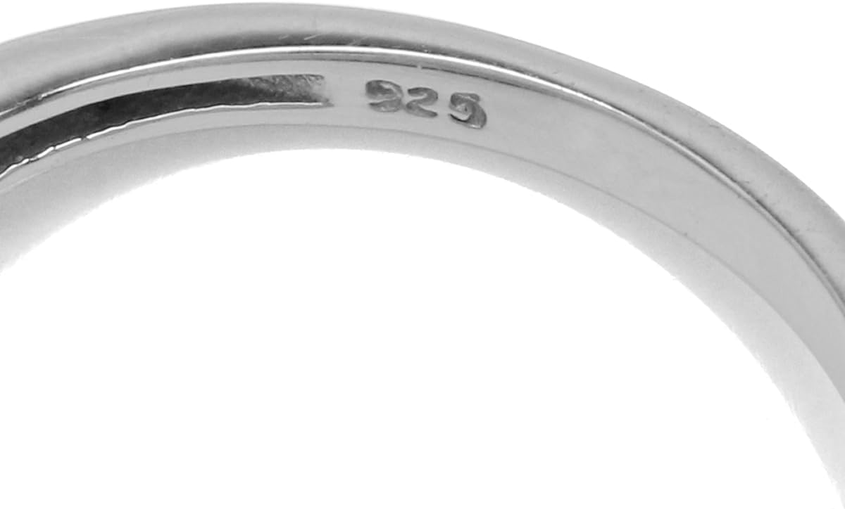 Silvershake 7MM Round Shape Cabochon Gemstone White Gold Plated or Yellow Gold Plated 925 Sterling Silver Casual Solitaire Ring Jewelry for Women