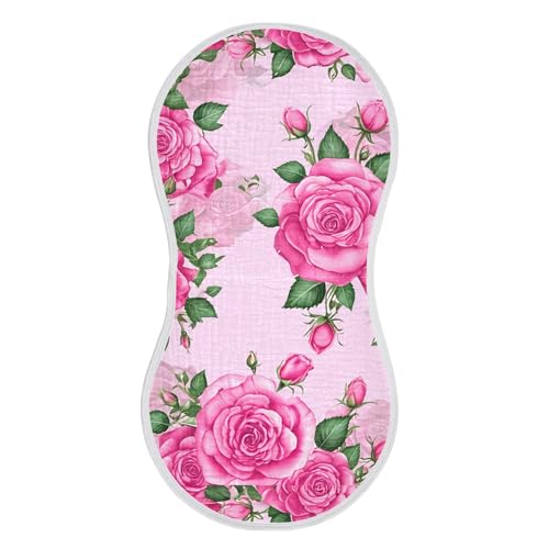 xigua Floral Roses Baby Burp Cloths for Newborn Boys and Girls 4 Pack, Soft & Absorbent Cotton Baby Burp Cloth, Baby Washcloths, Newborn Towel, Burp Rags