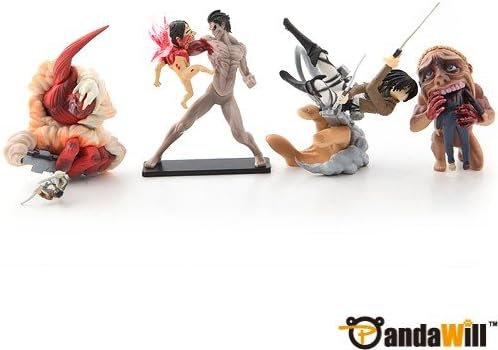 Pandawill 5 cm/2 In Mini Attack on Titan Figure Toy 4 Pieces