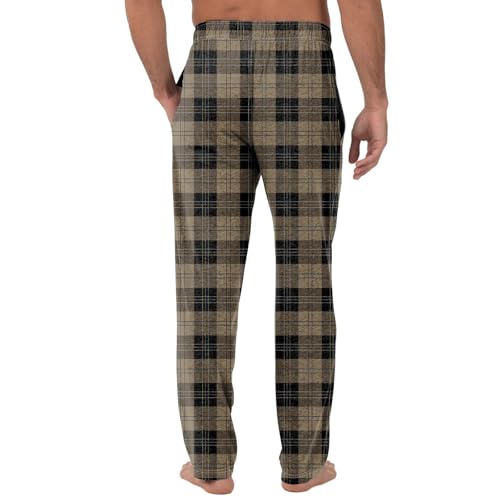Mens Pajama Pants Cotton Soft Comfy Plaid Print Lounge Pants Baggy Drawstring High Waisted Pj Pants with Pockets4