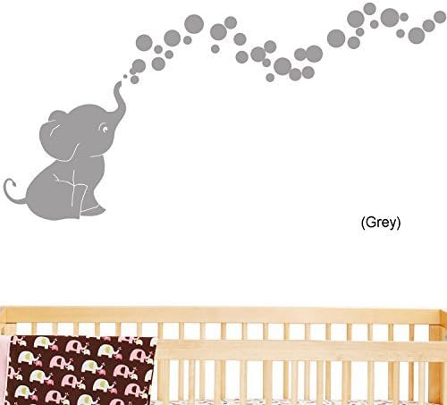 Elephant Bubbles Nursery Wall Decal Set (Grey)