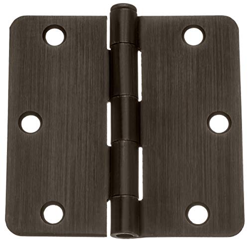 Dynasty Hardware 3-1/2" Door Hinges 1/4" Radius Corner, Oil Rubbed Bronze, 12 - Pack #TOP5