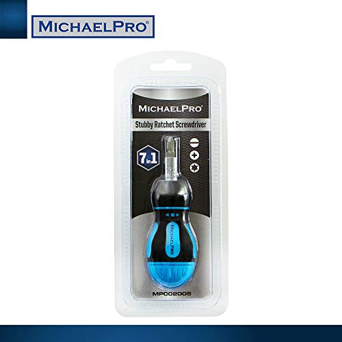 Michaelpro Mp002005 8-Piece Multibit Screwdriver, Stubby Multi Screwdriver With 3 Slotted, 2 Philips And 2 Star, 7 In 1 Stubby Ratchet Screwdriver Short Nut Driver #TOP3