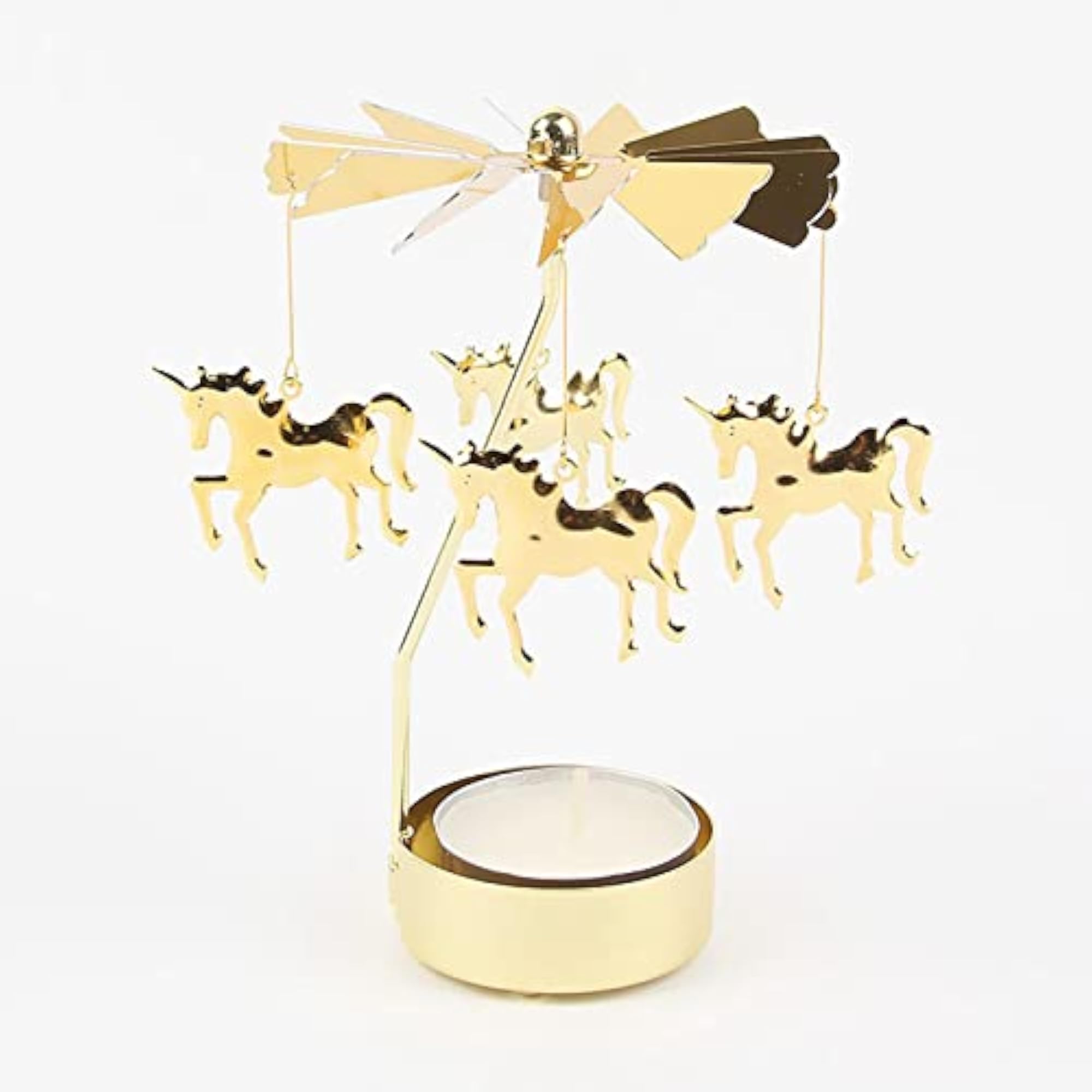 Christmas Tea Light Rotary Candlesticks, Unicorn Design
