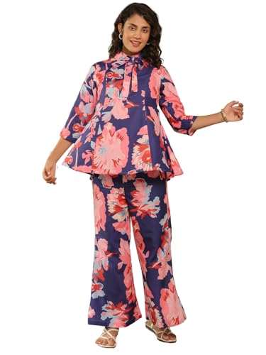 Image of Leriya Fashion Women's Rayon Floral Co Ord Set Stylish | Kurta Set | Ethnic Co Ord Set | Designer Kurta Set Trendy Korean Summer Travel Outfit | Lightweight Two Piece Dress for Beach & Holiday Look