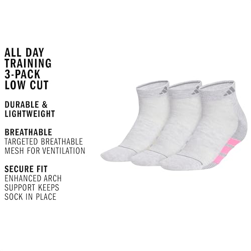 Image of adidas Women's All Day Training Socks 3 Pairs | 3-Pack, Targeted Cushioning, Arch Support, Breathable Moisture-Wicking, Reinforced Heel & Toe, All-Day Comfort