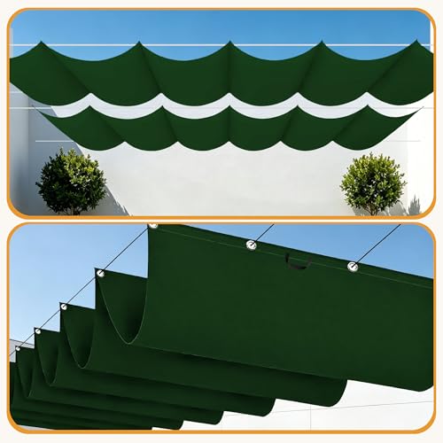 Toile d'ombrage rétractable 150x600 cm verte pour terrasse - 3