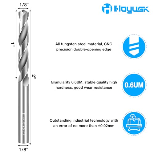 HOYUSK 1/8" Solid Carbide Drill Bit Set