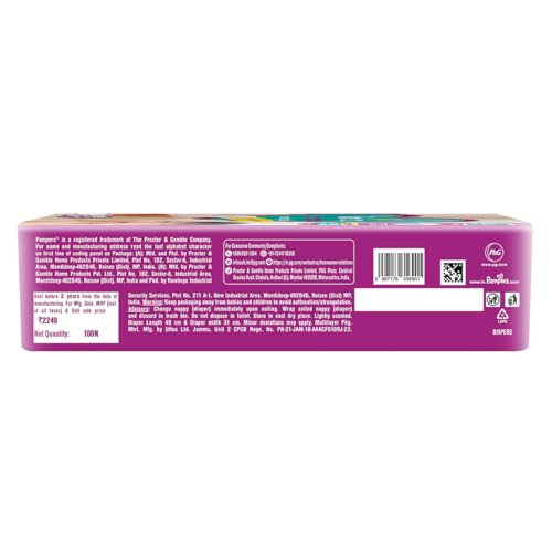 Image of Pampers Active baby Tape Style Baby Diapers, Large (L), 100 Count, 9-14 kg, Adjustable Fit with 5 Star Skin Protection (Pack of 4)