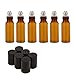 esowemsn 12Pcs 5ml Amber Empty Glass Roll-on Bottles with Stainless Steel Roller Balls and Black Cap for Essential Oil Perfumes Lip Balms