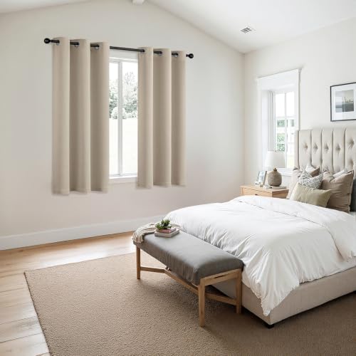Image of MIULEE Blackout Curtains for Bedroom 2 Panels 40 x 54 Inch Long Light Beige | Thermal Insulated, Living Room Darkening Grommet Drapes, Noise Reducing, Light Blocking Window Treatments