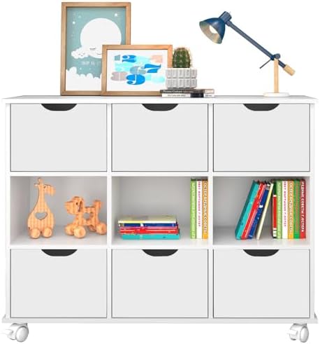 Nicho Organizador 6 Gavetas com Rodízios Branco - Qmovi