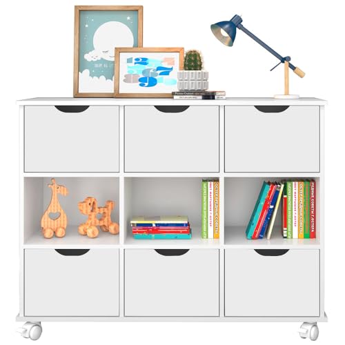 Nicho Organizador 6 Gavetas com Rodízios Branco - Qmovi