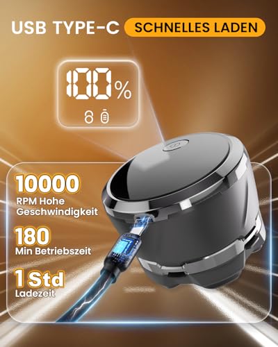Glatzen Rasierer Herren, 2025 Verbessert IPX8 Wasserdicht 6D Flexibler Glatzenrasierer, Magnetische Schwebender Kopf, Nass und Trocken Glatzen Rasierer mit LED Anzeige, USB-C Kopfrasierer Glatze