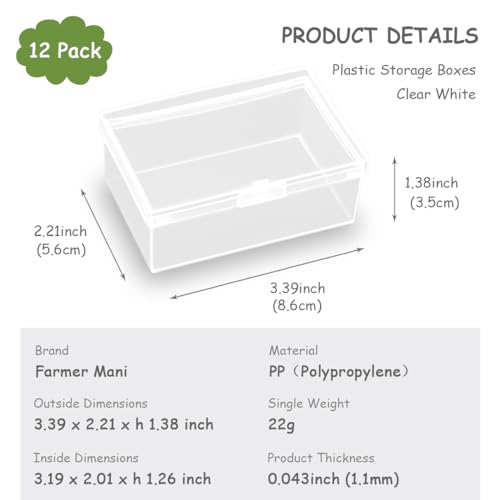 Image of 12 Pack Rectangular Clear Plastic Storage Containers, 3.39 x 2.21 x 1.38 Inchs, Small Containers for Small Items, Jewelry, Earrings, Necklace, Rings, Cosmetics, Threads, Beads, Crafts etc.