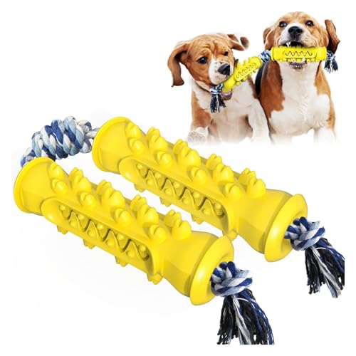 Bâton de meulage de jouet pour chien jaune résistant avec corde d'aération
