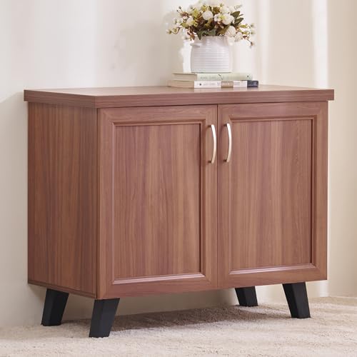 Image of Home Centre | Helios Alton 9 Pairs Shoe Cabinet | Engineered Wood | Walnut | 1 Year Warranty