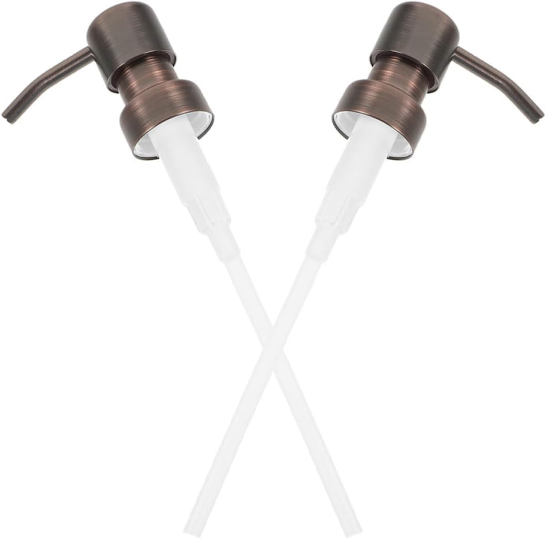 2pcs Stainless Steel Lotion and Soap Dispenser Pumps with Antique Copper Finish Reusable Metal Replacement Pump Heads for Bathroom Hand Soap and Shampoo Bottles Easy Installation
