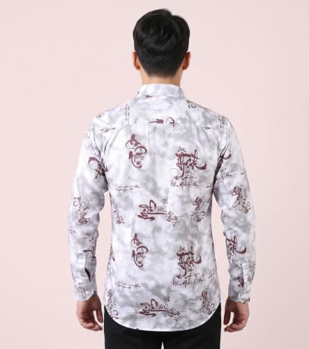 Image of UNM Men's Casual Shirt, Calligraphy Print.