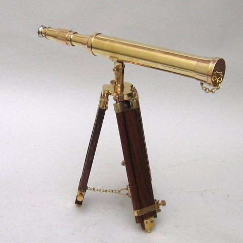 A HANDTOOLED Handcrafted Brass Telescope and Tripod!! Rustic Vintage Home Decor Gifts