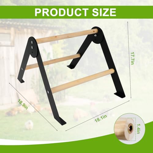 Image of Wooden Chicken Roosting Perch, Metal and Wooden Training Hen Roosting Bars Stand for Coop Entertainment