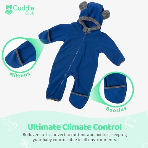 image for Cuddle Club Fleece Baby Bunting Bodysuit – Infant One Piece Kids Hoo
