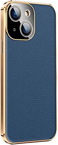 Étui iPhone 14 cuir bleu antichoc pour vos déplacements quotidiens