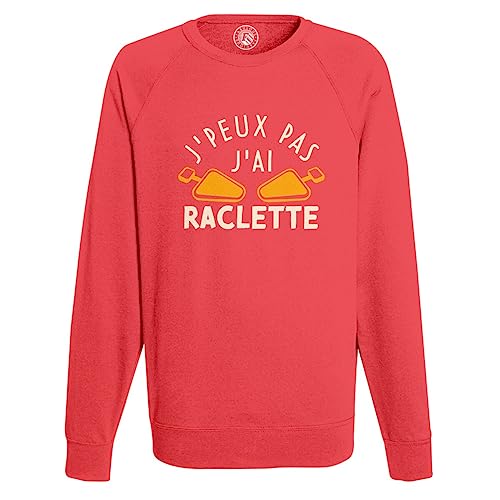 Sweatshirt homme rouge J'peux pas j'ai raclette cadeau idéal original pour skieur