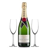 Moet & Chandon Brut Champagne 75cl & 2 x Champagne Flutes - Ideas for Birthday, Thank You, Wedding Anniversary, Business and Corporate