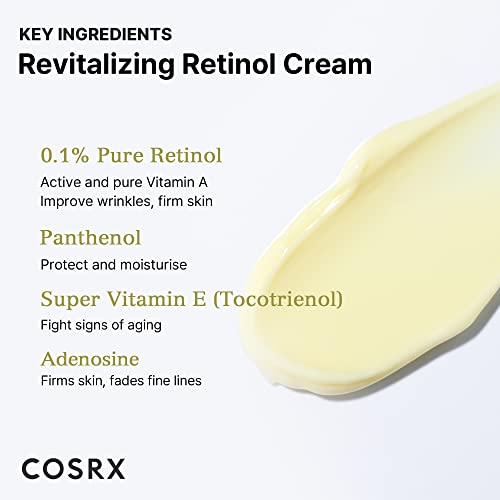 Cosrx Retinol 0.1 Cream, Anti-Aging Cream With 0.1% Retinoid Treatment For Face, Reduce Wrinkles, Fine Lines, Signs Of Aging, Gentle Skin Care For Day & Night, Not Tested On Animals, Korean Skincare #TOP3
