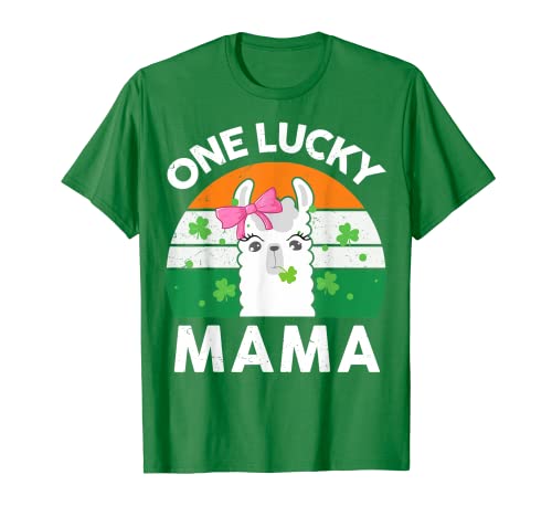 Cute St Patricks Day One Lucky Mama Llama Irish Gift Women T-Shirt